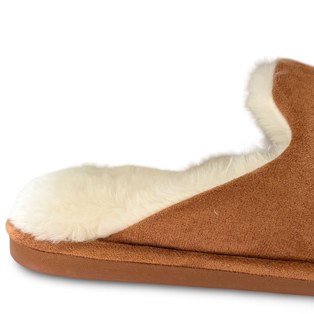 State of Day Womens Chestnut Faux Suede Fur Lined Scuff Slippers Sz Large 9-10 - Picture 11 of 12